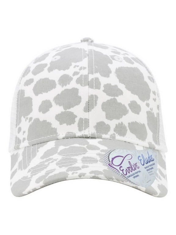 CHARLIE Women's Modern Trucker Cap-Grey Cow/ White