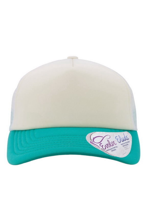 ROSIE Women's Foam Trucker Cap-Ivory/ Jade/ White/ Swirl