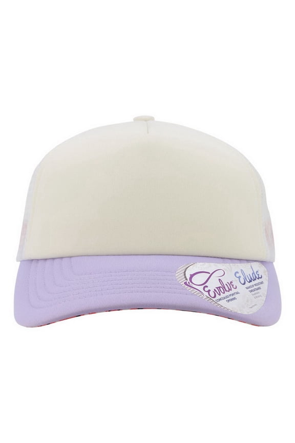 ROSIE Women's Foam Trucker Cap-Ivory/ Lavender/ White/ Smiley