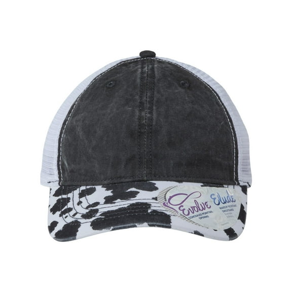 Infinity Her - Women's Animal Print Mesh Back Cap - JANET - Black/ Cow/ White