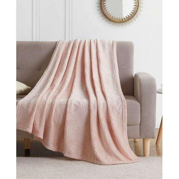 Infinity Home 50 x 60 Textured Throw, Blush, 50" X 60"