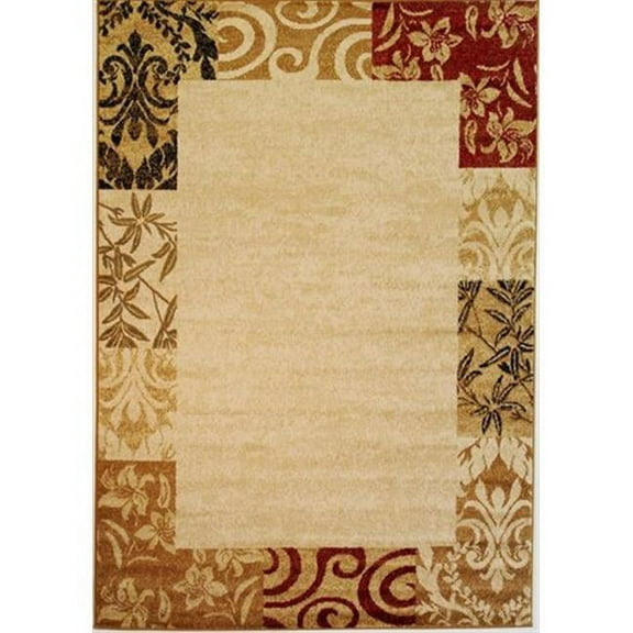 Well Woven Dulcet Damask Transitional Floral Border Ivory 5' x 7'2" Area Rug