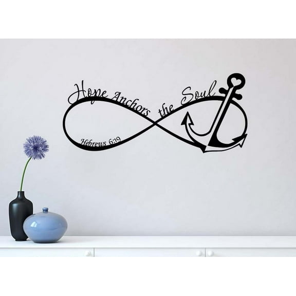 Infinity Hope Anchors The Soul Hebrews 23 X 10 Vinyl Wall Quote Decal Sticker Religious Corinthians Calligraphy Art Decor Motivational Inspirational Decorative Lettering