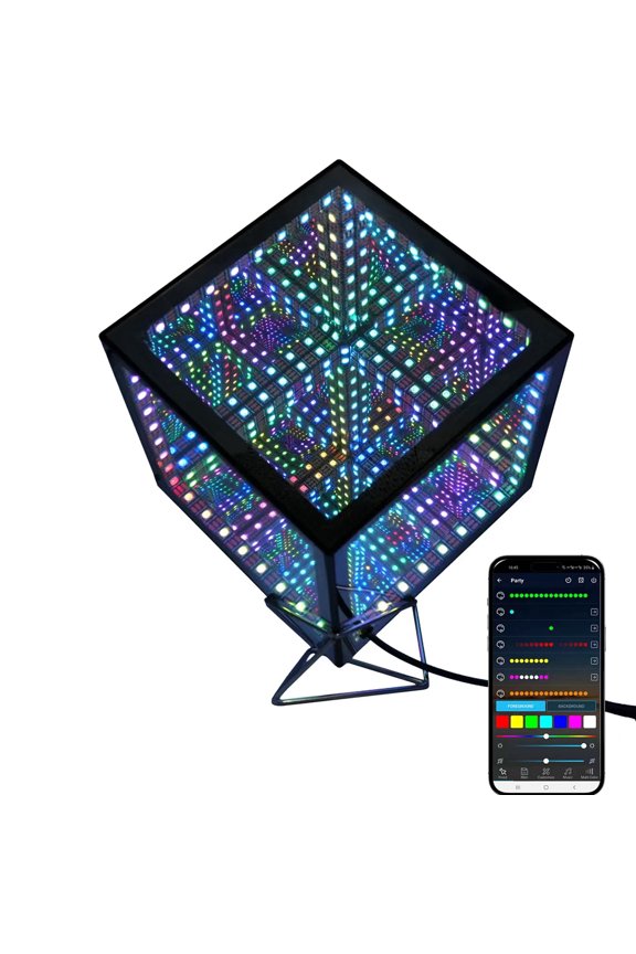 Infinity Mirror Cube Light, RGB Smart Ambient Lamp with APP Control, Music Sync LED Mood Light for Gaming Room Bedroom Desk Decor