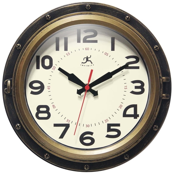 Infinity Instruments 10" Forecaster Antique Black & Bronze Transitional Analog Display Wall Clock