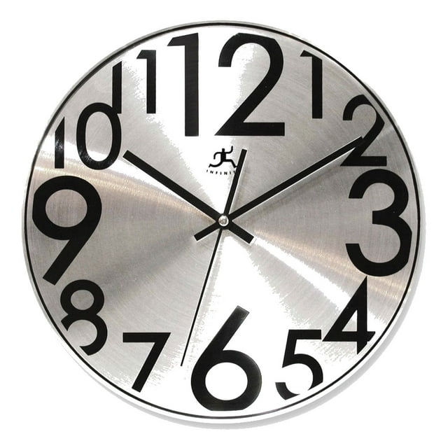 Infinity Instruments 14081BN Silver Twinkle Metal Wall Clock