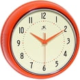 thumbnail image 1 of 9.5 in Round Wall Clock, Orange Finish Case, Glass Lens, Second Hand, Silent Movement, 1 of 6