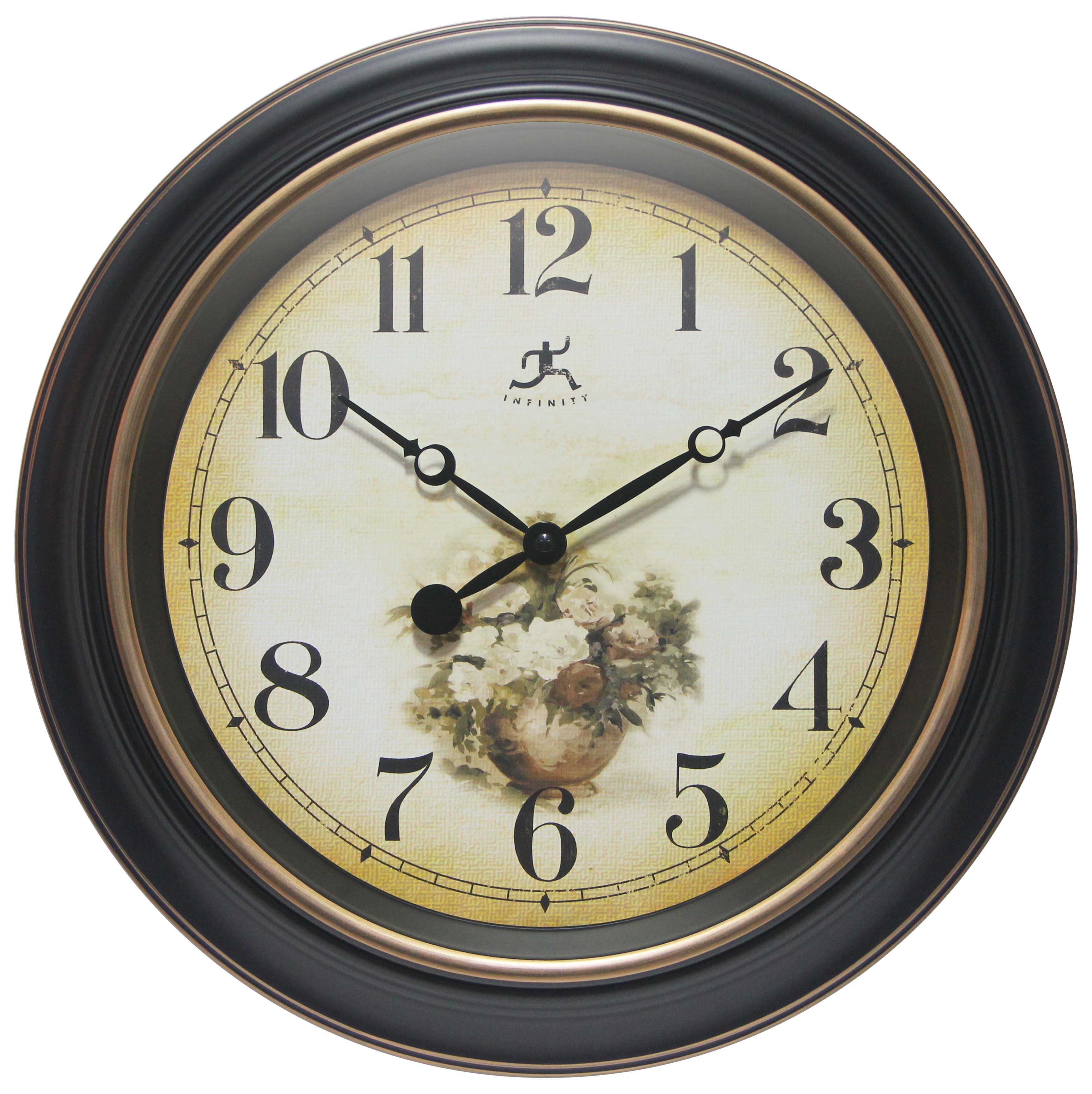 Botanic Antique Style Black and Gold 15.75" Wall Clock