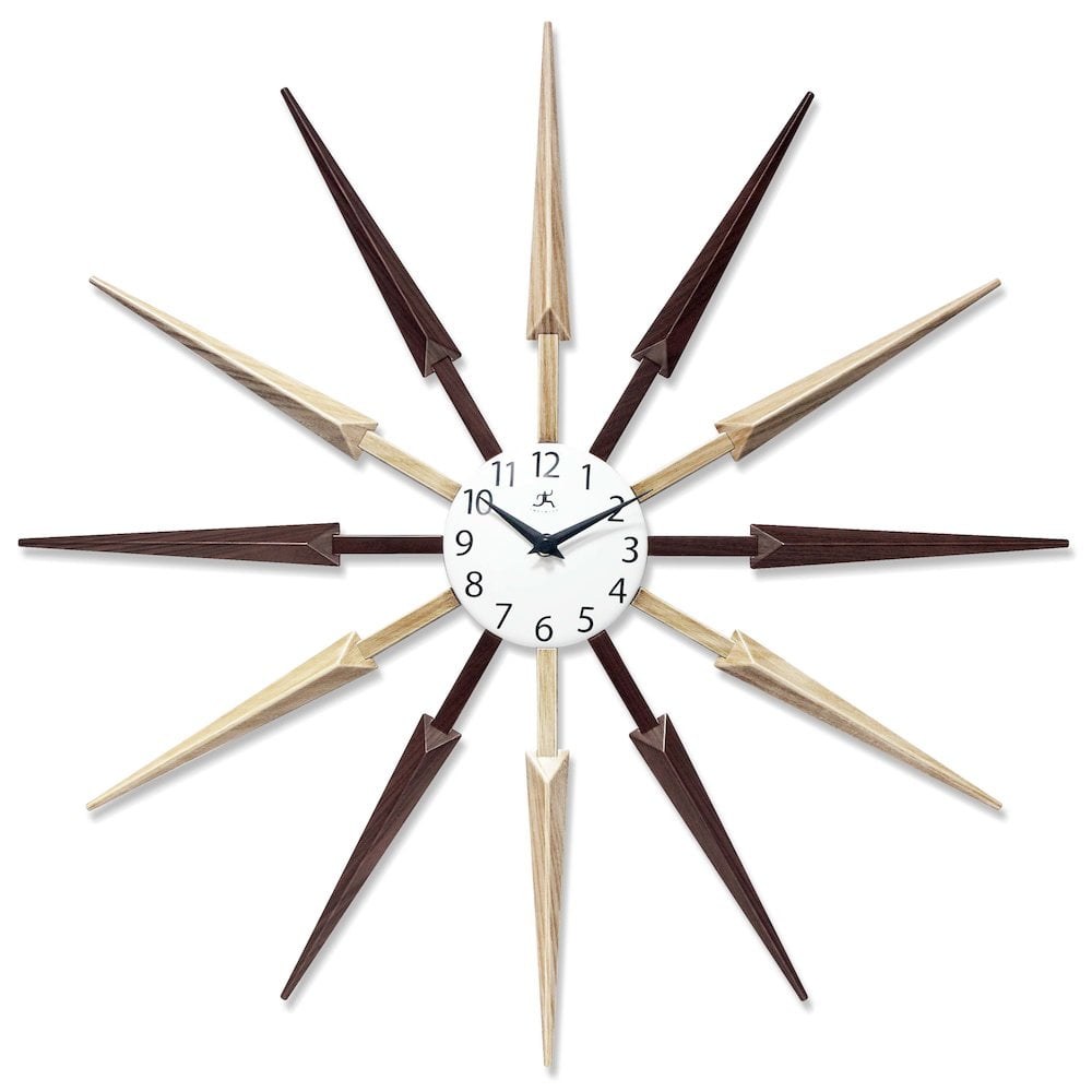 Infinity Instruments Celeste Light and Dark Wood Sunburst Wall Clock ...