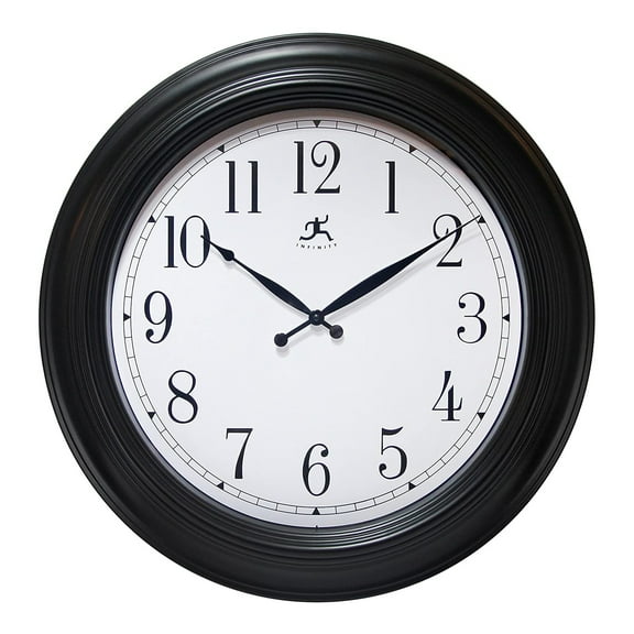 Infinity Instruments 24 Inch Classical Indoor Room Decorative Wall Clock, Black