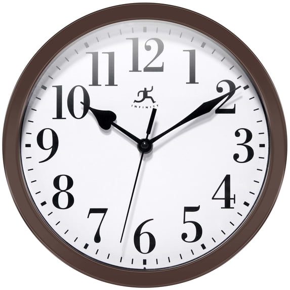 Infinity Instruments Classic Round Brown Traditional Wall Clock 9.625 Inch