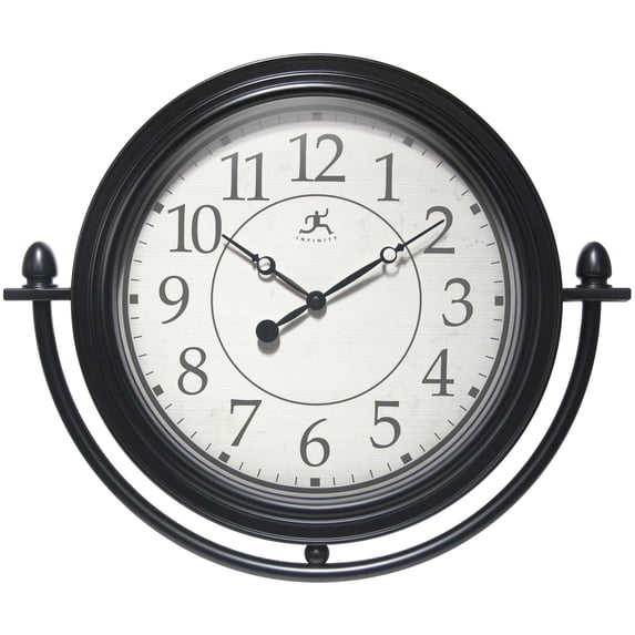 Infinity Instruments Finial Plastic 15.75" Indoor Wall Clock with Quartz Movement for Accurate Timekeeping, Black