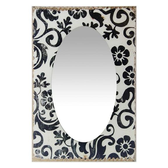 Infinity Instruments French Country Floral Antique White Rectangle Transitional 23.5-inch Wall Mirror