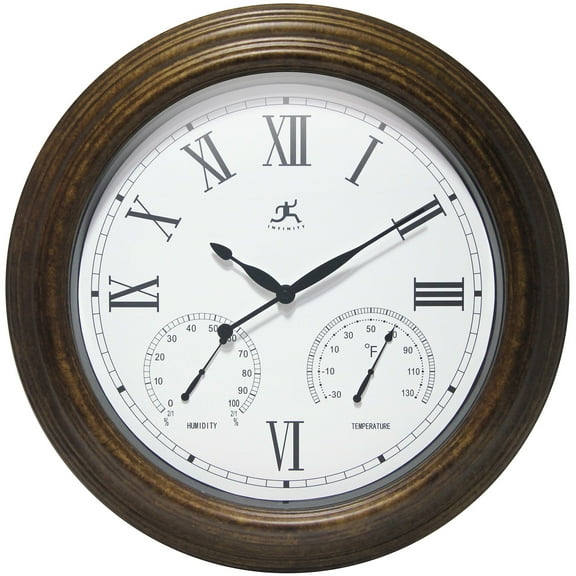 Infinity Instruments Noble Indoor/Outdoor Wall Clock, Antique Gold, 18.5"