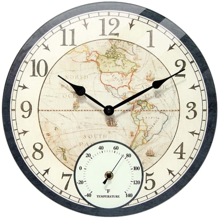 Infinity Instruments Orbis Black All Weather Clock Black Transitional Analog Display Wall Clock