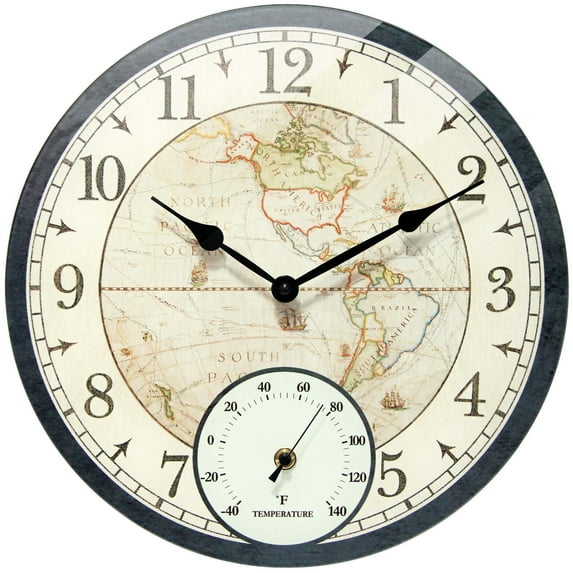 Infinity Instruments Orbis Black All Weather Clock Black Transitional Analog Display Wall Clock