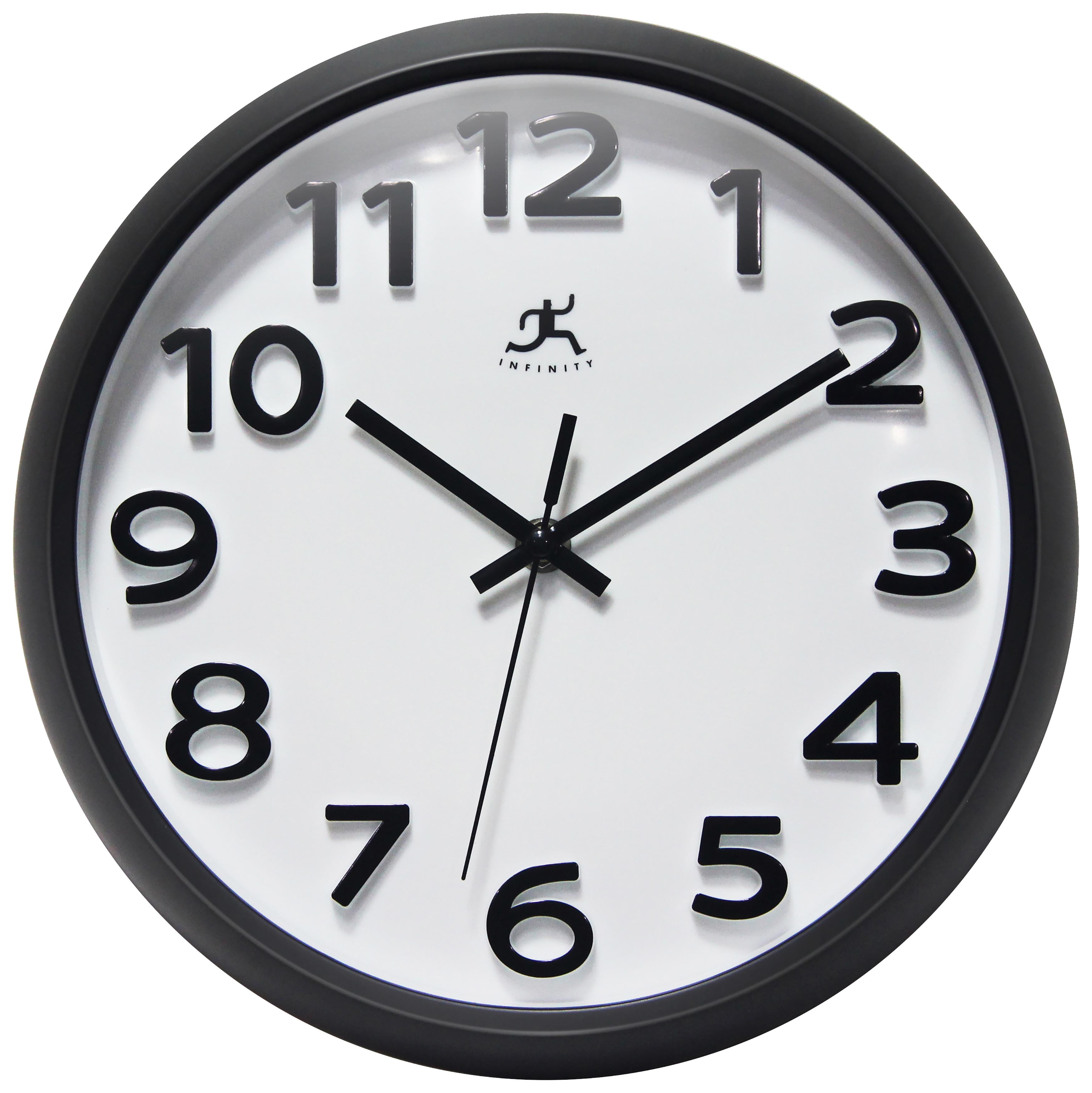 Infinity Instruments Raised Numeral Plastic 10.75" Indoor Wall Clock ...