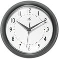 thumbnail image 1 of Infinity Instruments Retro Round Aluminum Wall Clock, Oyster Grey, 9.5 Inch, 1 of 7