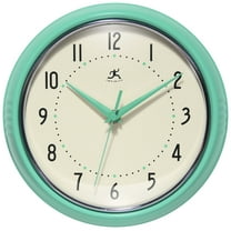 Infinity Instruments Retro Round Mint Green Wall Clock, 9.5"