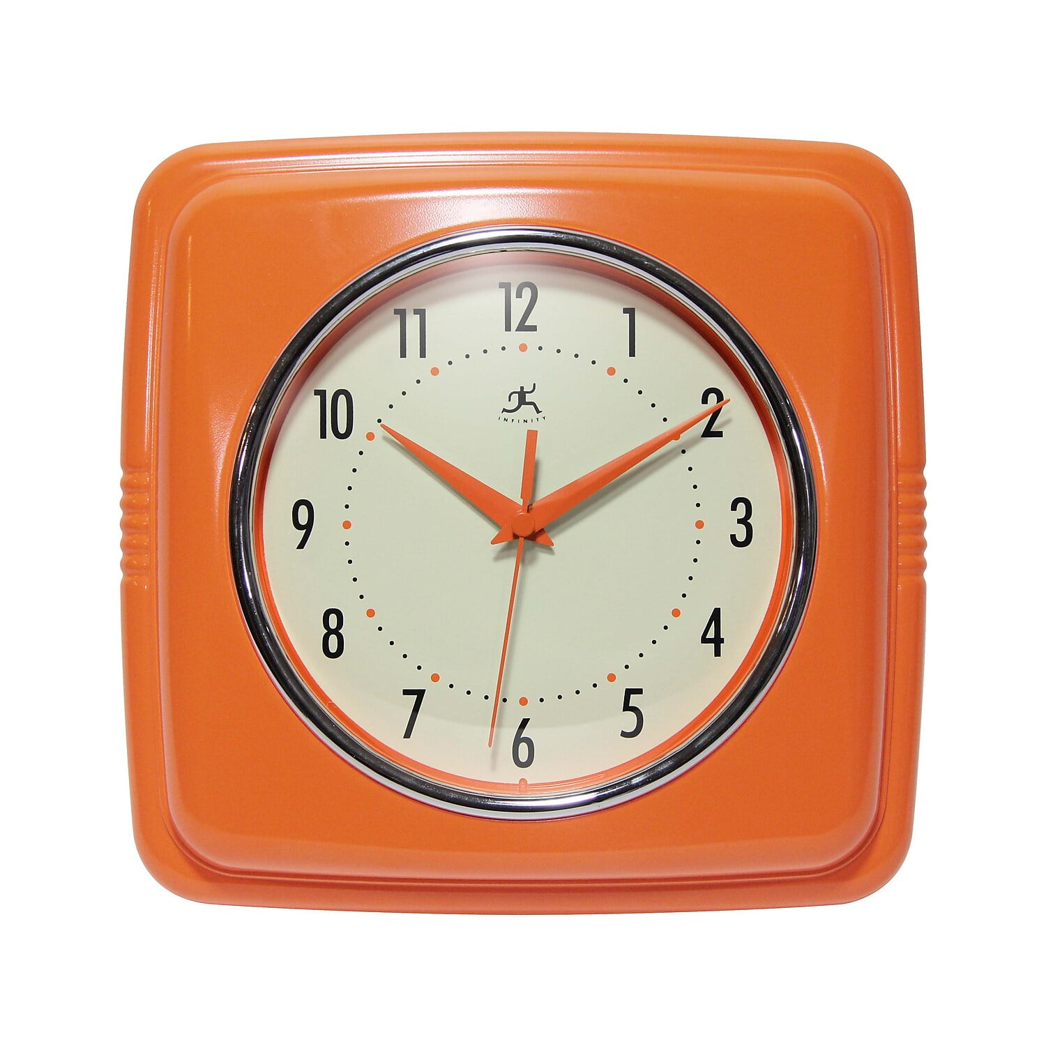 Retro Orange Square 9.5" Silent Quartz Wall Clock