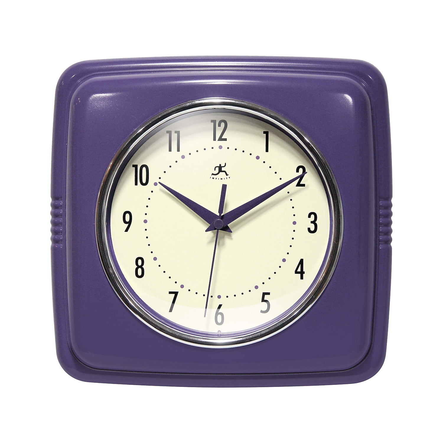 Infinity Instruments Retro Square Purple Plastic 9.25-inch Analog Wall ...