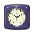thumbnail image 1 of Infinity Instruments Retro Square Purple Plastic 9.25-inch Analog Wall Clock, 1 of 7