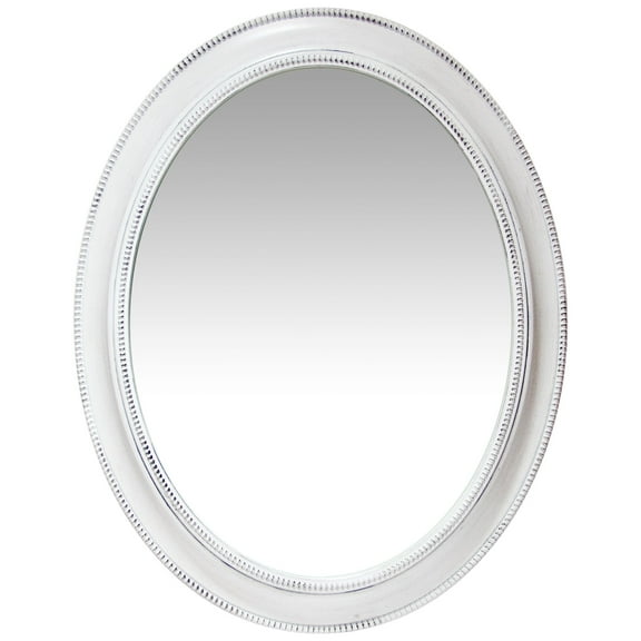 Infinity Instruments Sonore Aged White Oval Transitional 30-inch Wall Mirror