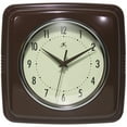 thumbnail image 1 of Infinity Instruments Square Retro Wall Clock, Mahogany, 9.25", 1 of 7