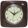 thumbnail image 1 of Infinity Instruments Square Retro Wall Clock, Mahogany, 9.25", 1 of 7