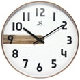thumbnail image 1 of Infinity Instruments Stripe Plastic 12" Indoor Wall Clock with Woodgrain Stripe on Clock Face, Silent Movement, Woodgrain, 1 of 7