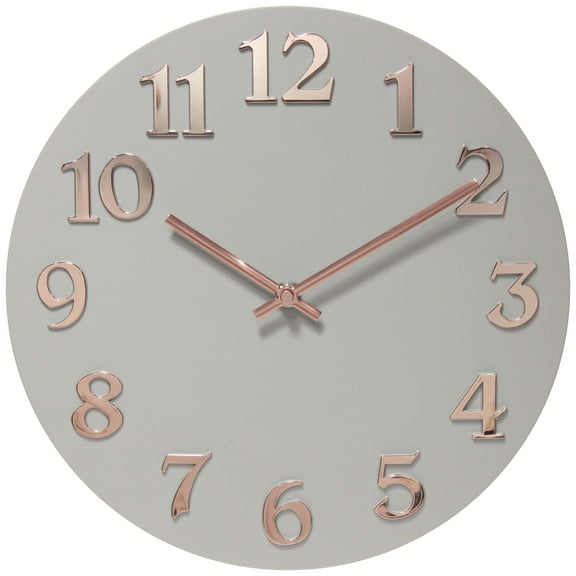 Infinity Instruments Vogue Round Gray & Rose Gold 12-inch Analog Wall Clock