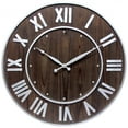 thumbnail image 1 of Infinity Instruments Wine Barrel Dark Brown Round 23-inch Quartz Analog Wall Clock, 1 of 7