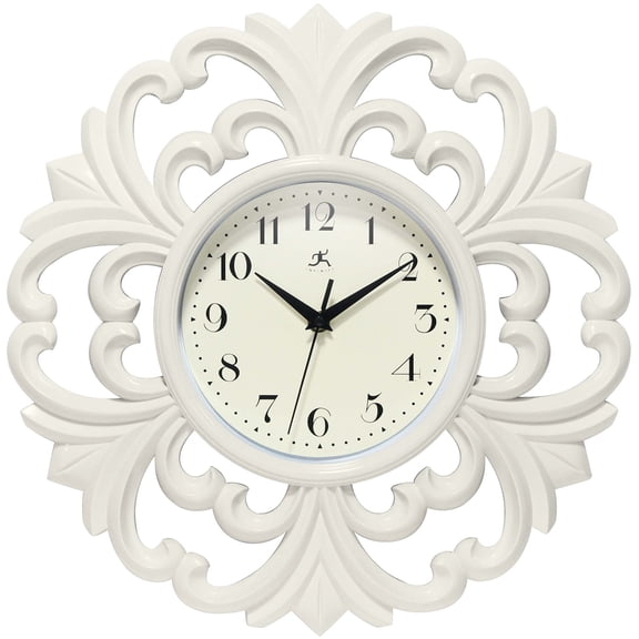 Infinity Instruments Wisteria Wall Clock, Ivory, 15.5 Inch