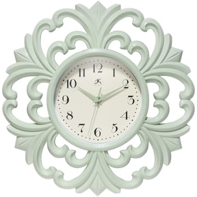 Infinity Instruments Wisteria Wall Clock, Meadow Mist, 15.5 Inch