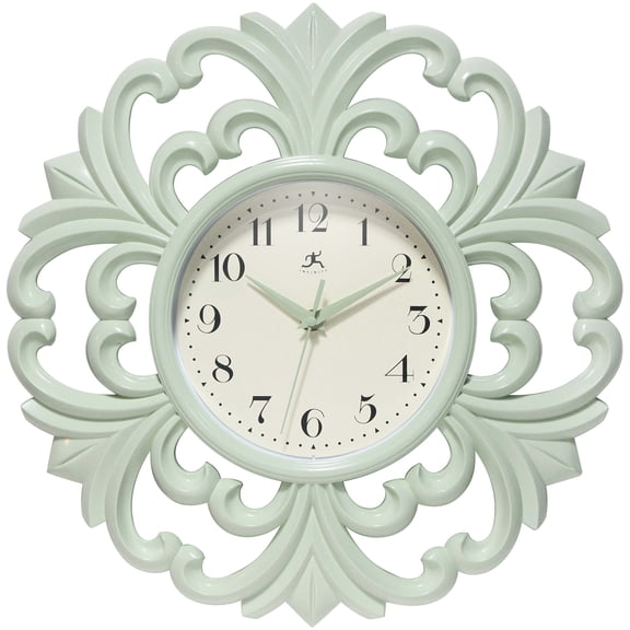 Infinity Instruments Wisteria Wall Clock, Meadow Mist, 15.5 Inch