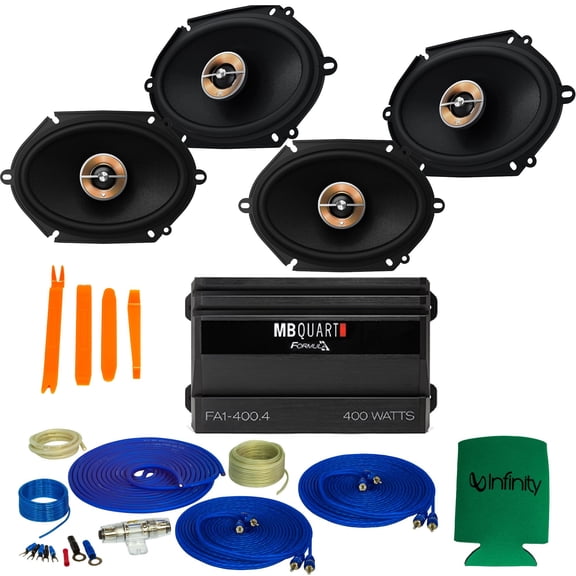 Infinity KAPPA For Ford 00-19 F-650/750 2-Pairs KAPPA-86CFX 6x8" Speakers + MB Quart FA1-400.4 Amp + Wiring Kit