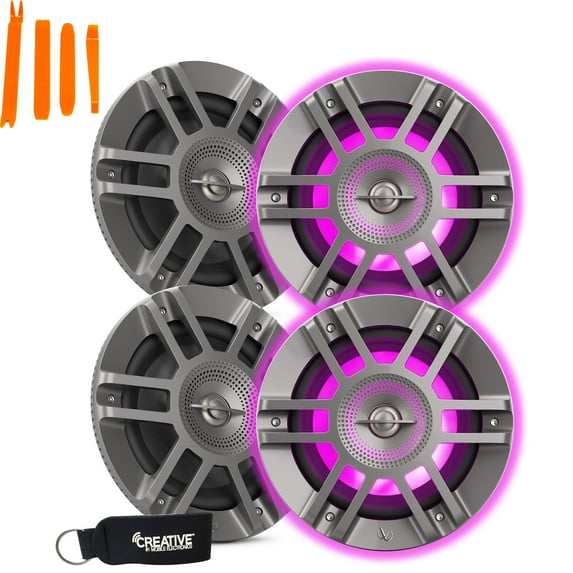 Infinity KAPPA6125M - Two Pairs Of Kappa Marine KAPPA6125M Titanium 6.5" Premium 2-Way RGB LED Coaxial Speakers