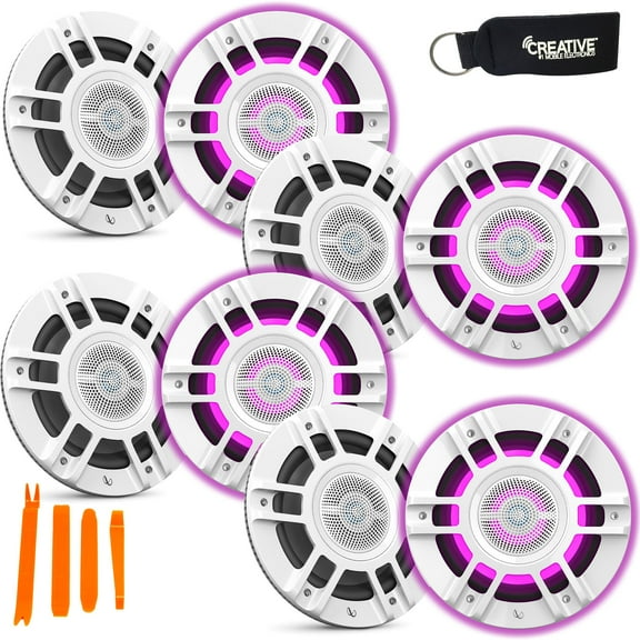 Infinity KAPPA8130M - Four Pairs Of Kappa Marine KAPPA8130M White 8" Premium 3-Way RGB LED Convertible Speakers