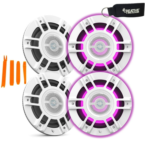 Infinity KAPPA8130M - Two Pairs Of Kappa Marine KAPPA8130M White 8" Premium 3-Way RGB LED Convertible Speakers
