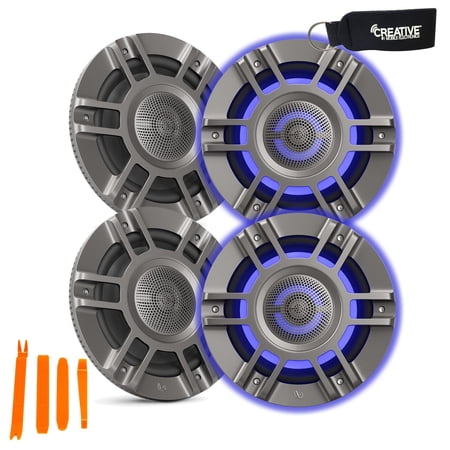 Infinity KAPPA8135M Bundle - Two Pairs Of Marine KAPPA8135M Titanium 8" Premium 3-Way RGB LED Convertible Speakers