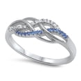 thumbnail image 1 of Infinity Knot Blue Simulated Sapphire Promise Ring .925 Sterling Silver Band CZ Female Size 4, 1 of 4