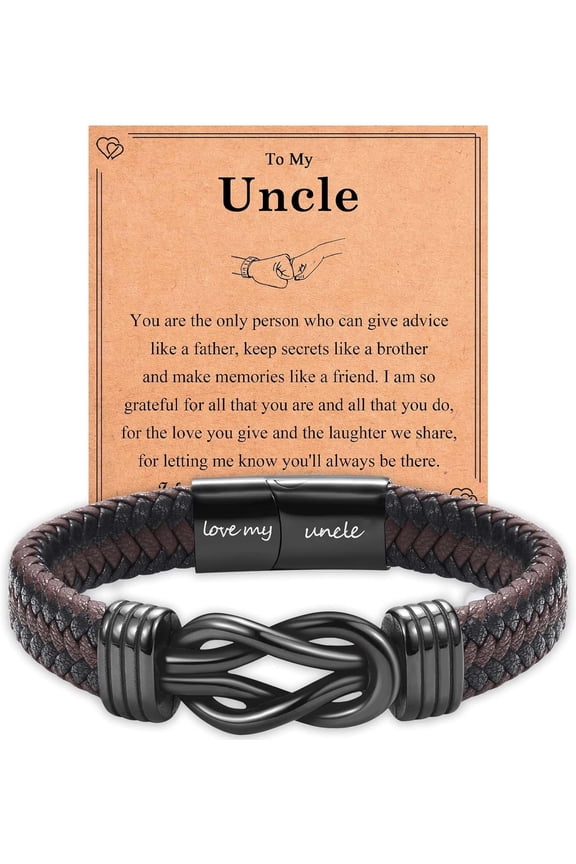 Infinity Knot Bracelet Leather Bracelet Gifts for Son Grandson Nephew Brother Dad Husband Uncle Grandpa Boyfriend, Easter Graduation Christmas Valentines Fathers Day Birthday Gifts for Boys Men Him