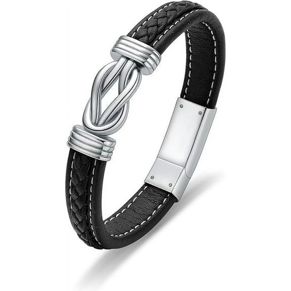 Infinity Knot Urn Bracelet for Ashes - Genuine Leather Cremation Jewelry Memorial Bracelet - Human / Pet Cremation Bracelet for Women Men