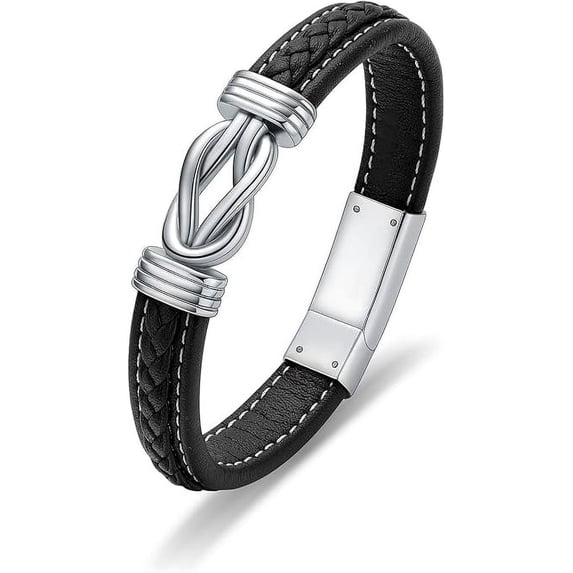 Infinity Knot Urn Bracelet for Ashes - Genuine Leather Cremation Jewelry Memorial Bracelet - Human / Pet Cremation Bracelet for Women Men