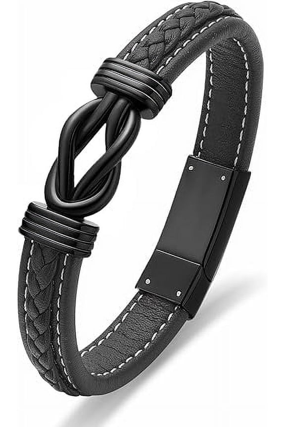 Infinity Knot Urn Bracelet for Ashes - Genuine Leather Cremation Jewelry Memorial Bracelet - Human / Pet Cremation Bracelet for Women Men