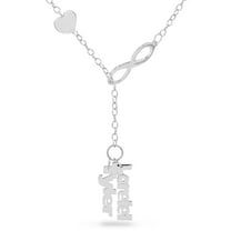 Infinity Lariat Mini Name Necklace with Heart. Up to Three Names.