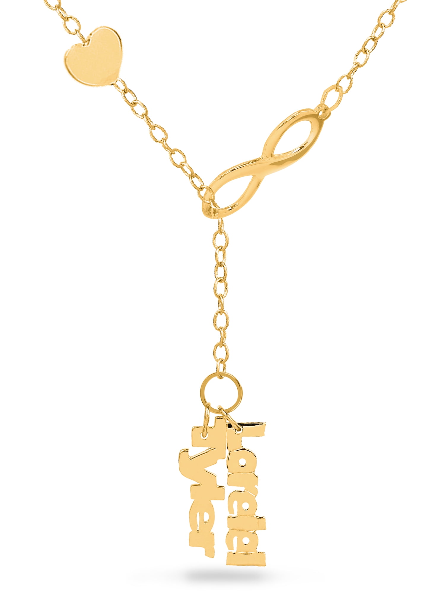 Infinity Lariat Mini Name Necklace with Heart. Up to Three Names.