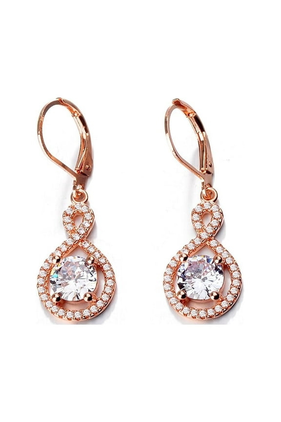 14 K Rose Gold Plated Infinity Lever back earrings