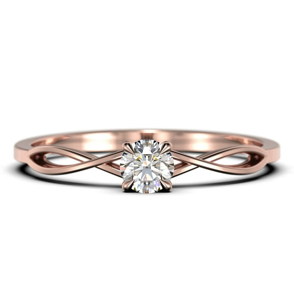 Infinity Loop 0.50 Carat Round Cut Diamond Moissanite Engagement Ring, Twisted Wedding Band in 925 Sterling Silver With 18k Rose Gold Plating, Gift For Her, Dainty Promise Ring, Anniversary Gift
