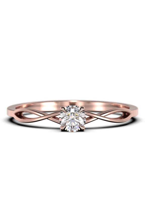 Infinity Loop 0.50 Carat Round Cut Diamond Moissanite Engagement Ring, Twisted Wedding Band in 925 Sterling Silver With 18k Rose Gold Plating, Gift For Her, Dainty Promise Ring, Anniversary Gift